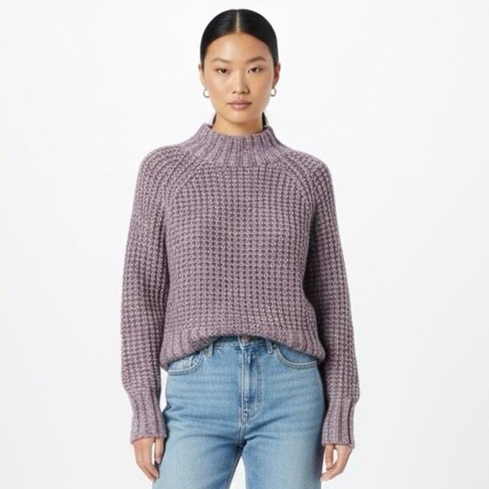 SO Textured Knit Mock Neck‎ Cropped Sweater Womens M Lilac Purple Scandinavian
